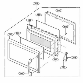 Door Parts Diagram and Parts List for 80402 AWHESEA LG Wall Oven