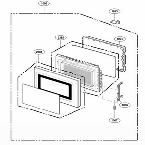 Door Parts Diagram and Parts List for LD10MPS ASTEAMA LG Range