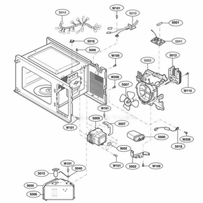 Interior Parts 2 Diagram and Parts List for 62252 CWHESEA LG Wall Oven