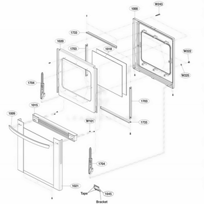 Door Parts Diagram and Parts List for LRG3060ST FSTELGA LG Range