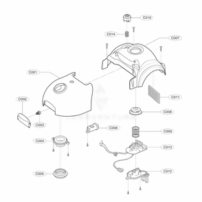 Cover Assembly, Body Diagram and Parts List for 23090 AZBESRS LG Canister Vacuum