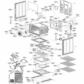 Lower Cavity Parts Diagram and Parts List for LDG3036ST FS1ELGA LG Wall Oven