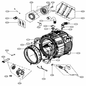 Drum And Tub Assembly Diagram and Parts List for WM3600HVA ASSEUUS LG Washer