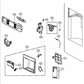 Dispenser Parts Diagram and Parts List for 72482 ASWCSE0 LG Refrigerator