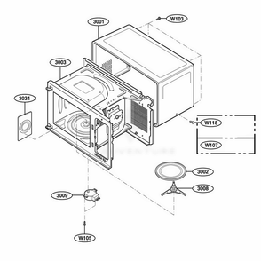 Oven Cavity Parts Diagram and Parts List for 63299 ABKESEA LG Range