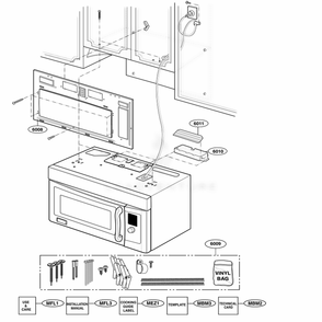 Installation Parts Diagram and Parts List for 80839 ABKESEA LG Microwave