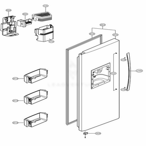 Freezer Door Diagram and Parts List for 51373 AST2SER LG Refrigerator