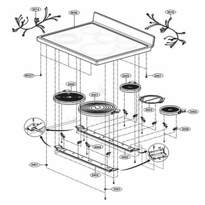 Cooktop Parts Diagram and Parts List for LRE30453SB FBKLLGA LG Range