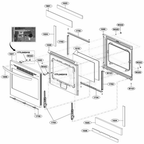 Door Parts Diagram and Parts List for LRE3021ST ASTLLGA LG Wall Oven