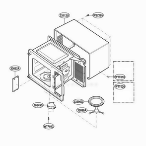 Oven Cavity Parts Diagram and Parts List for GT4175SPQ CW1EWRP LG Wall Oven