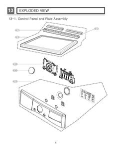 Control Panel And Plate Assembly Diagram and Parts List for DLG3601W 00 LG Dryer