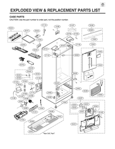 Case Parts Diagram and Parts List for GR-B238NSSH ASTCNA0 LG Refrigerator