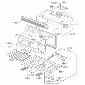 Oven Cavity Parts Diagram and Parts List for JVM1542BF CBKEGEU LG Wall Oven