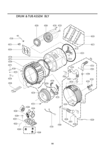 Drum And Tub Assem Diagram and Parts List for F14F2CDYP5 ASSEPUS LG Washer