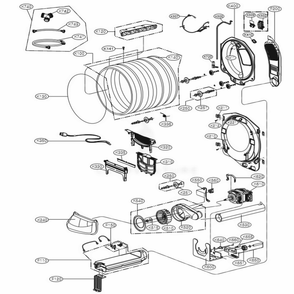 Drum And Motor Assembly Diagram and Parts List for DLEX5005K ABSEEUS LG Dryer