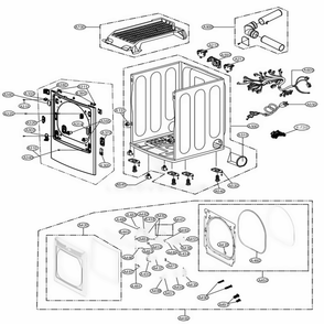 Cabinet And Door Assembly: Gas Type Diagram and Parts List for DLGX7801WE ABWEEUS LG Dryer