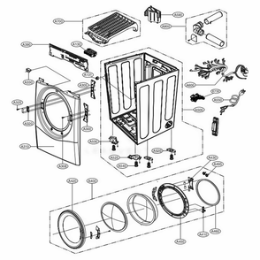 Cabinet And Door Assembly Gas Type Diagram and Parts List for DLGX3701V ASSEEUS LG Dryer