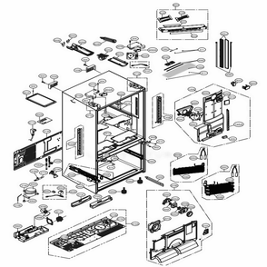 Case Parts Diagram and Parts List for 74099 AWBCSE1 LG Refrigerator