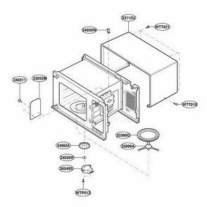 Oven Cavity Parts Diagram and Parts List for MT1100SHQ2 M2EWRP LG Range