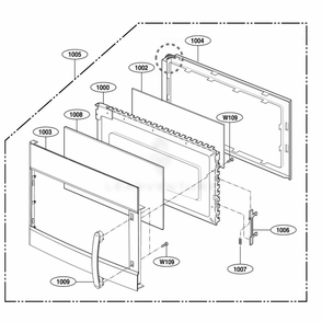 Door Parts Diagram and Parts List for 80042 CWHESEA LG Range