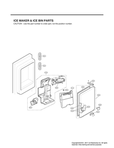 Ice Maker And Ice Bin Parts Diagram and Parts List for GR-L24GHSJM ASTCNA2 LG Refrigerator