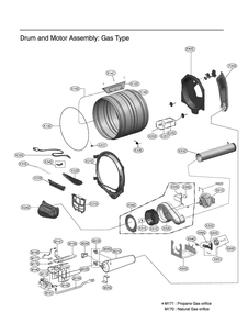 Drum And Motor Assembly Diagram and Parts List for DLG8401BE AEBEEUS LG Dryer
