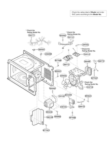 Oven Interior Parts Diagram and Parts List for LCRM1240SW01  LG Microwave