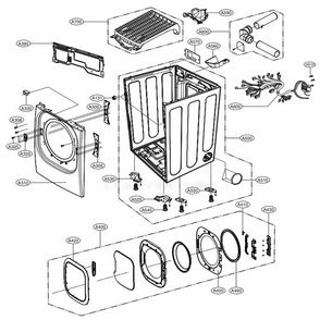 Cabinet And Door Assembly Electric Type Diagram and Parts List for DLEX3370W ABWEECI LG Dryer