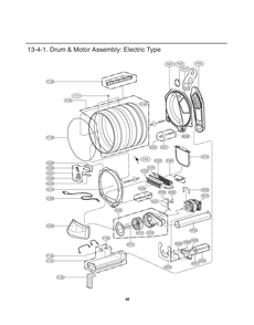 Drum And Motor Assembly Diagram and Parts List for RV1368CS ASTESEU LG Dryer