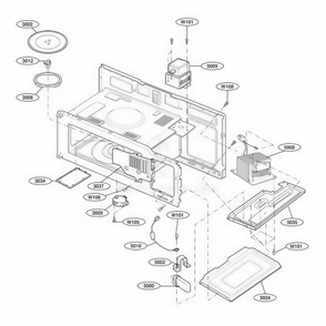 Interior Parts 1 Diagram and Parts List for MV1526B ABKESEG LG Wall Oven