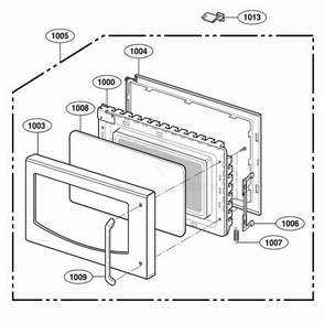 Door Parts Diagram and Parts List for AMC7159TAB AB2EAMA LG Wall Oven
