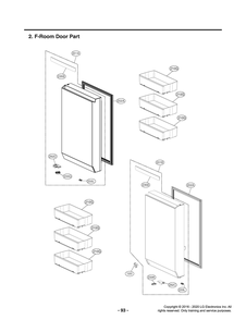 F-Room Door Part Diagram and Parts List for GR-X30FGNGM AGRCNA0 LG Refrigerator