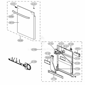 Door Assembly Diagram and Parts List for LSDF9962ST ASTEEUS LG Dishwasher