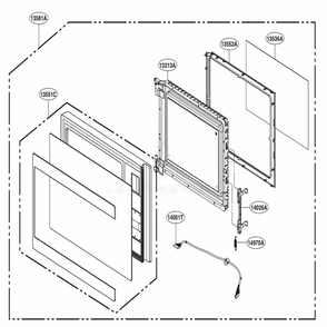 Door Parts Diagram and Parts List for MS1596CIR CSSELEC LG Range