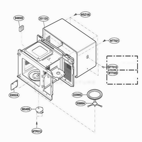Oven Cavity Parts Diagram and Parts List for MA795B CBKEGSE LG Microwave