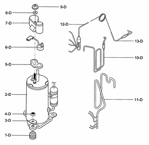 Compressor Parts Diagram and Parts List for 58072089200  Kenmore Air Conditioner