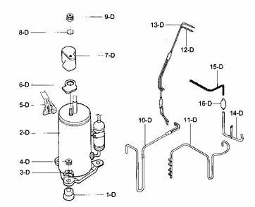 Compressor Parts Diagram and Parts List for 58072187300  Kenmore Air Conditioner