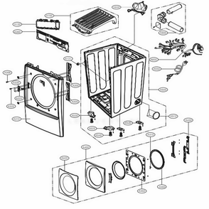 Cabinet And Door Assembly Gas Type Diagram and Parts List for 91583 ASTESEU LG Dryer
