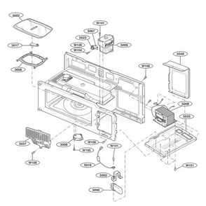 Interior Parts 1 Diagram and Parts List for LMV1645SBQ ABSELGA LG Wall Oven