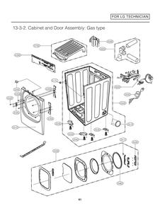 Cabinet And Door Assembly Diagram and Parts List for RN1393AS ABWEEUS LG Dryer