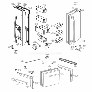 Door Parts Diagram and Parts List for 74145 ASTCSE0 LG Refrigerator