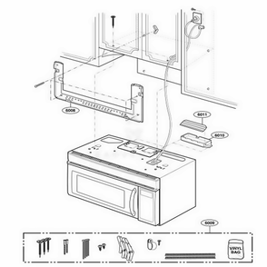 Installation Parts Diagram and Parts List for MMV6178AAQ ABSEMTG LG Microwave