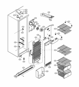Freezer Compartment Diagram and Parts List for 58822 ASWCSER LG Refrigerator