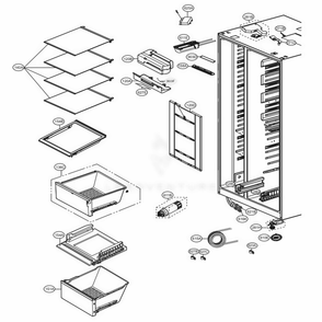 Refrigerator Compartment Diagram and Parts List for LSXS26366S ASTCNA0 LG Refrigerator