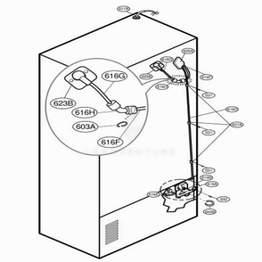 Valve And Water Tube Parts Diagram and Parts List for 78739 AWBCSER LG Refrigerator