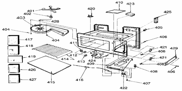 Cavity Diagram and Parts List for 7218915580  Kenmore Microwave