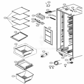 Refrigerator Compartment Diagram and Parts List for LSXS26366D ASBCNA3 LG Refrigerator