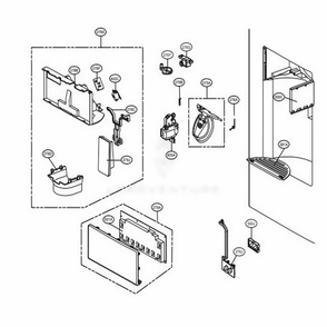 Dispenser Parts Diagram and Parts List for 71072 ASWCSE1 LG Refrigerator