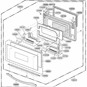Door Parts Diagram and Parts List for SCB2000CWW AWHLGEU LG Range