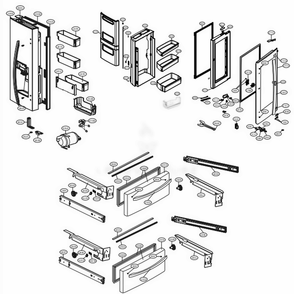 Door Parts Diagram and Parts List for LMXS28596D ASBCNA1 LG Refrigerator